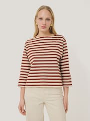 Jigsaw Red 100% Cotton Trim Breton Top - Image 1 of 6
