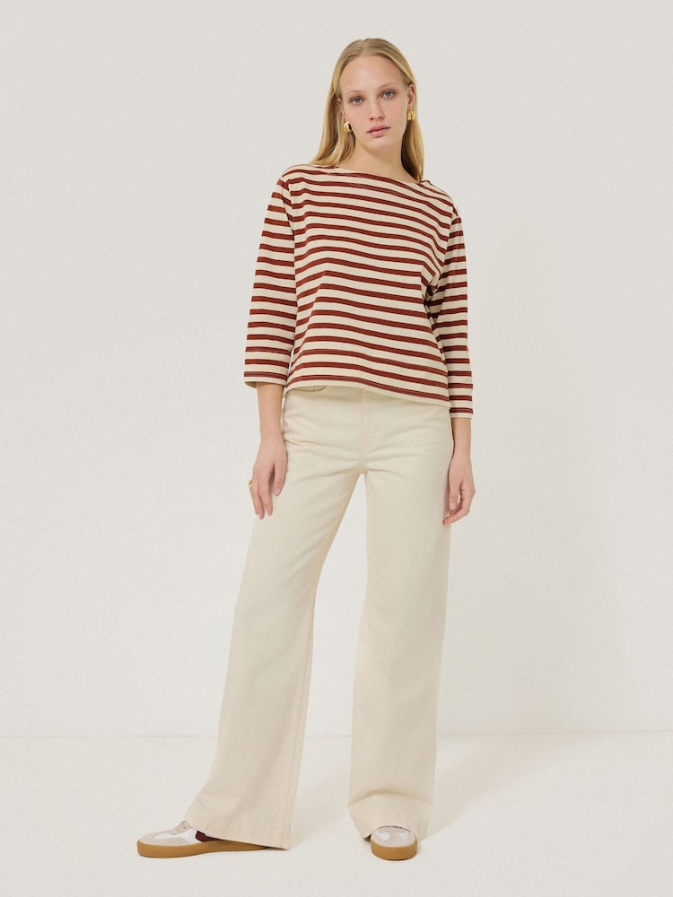 Jigsaw Red 100% Cotton Trim Breton Top - Image 3 of 6
