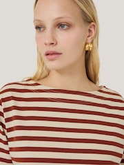 Jigsaw Red 100% Cotton Trim Breton Top - Image 4 of 6