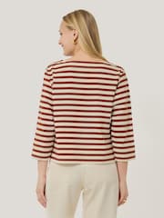 Jigsaw Red 100% Cotton Trim Breton Top - Image 5 of 6