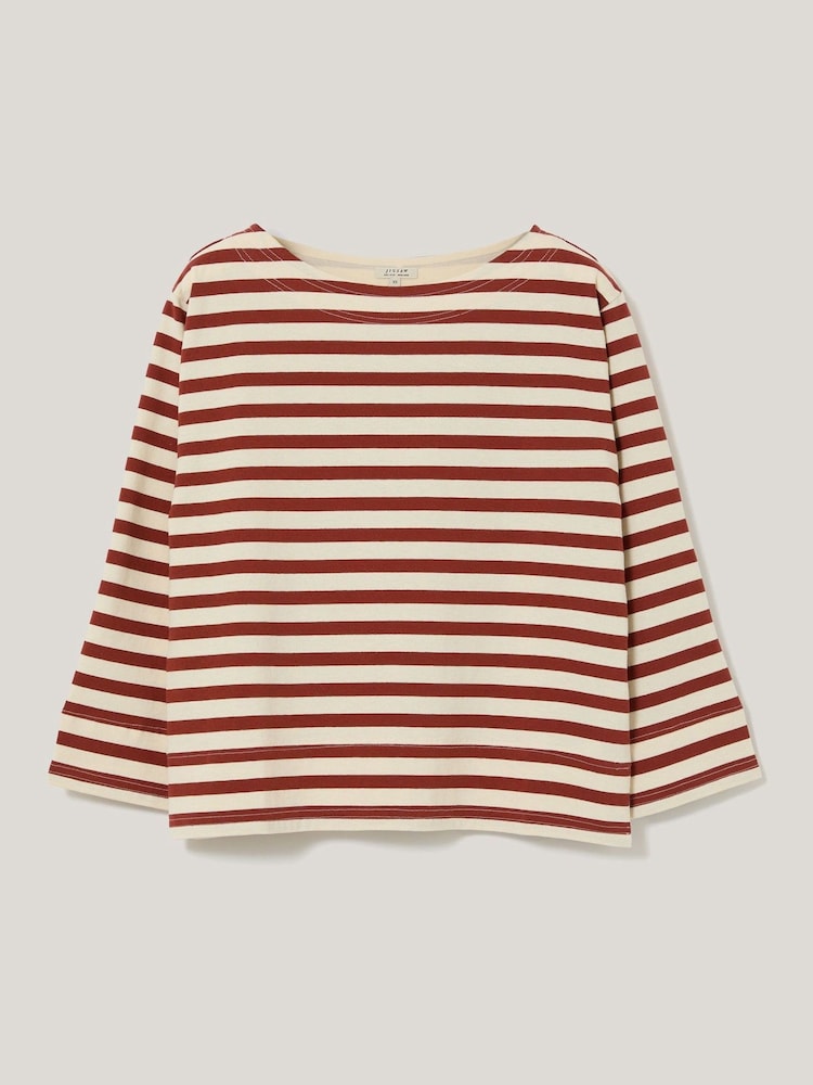 Jigsaw Red 100% Cotton Trim Breton Top - Image 6 of 6