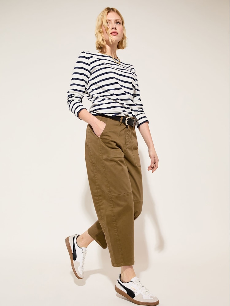 Baukjen Amelia Barrel Leg Cargo Brown Trousers - Image 2 of 4