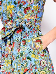 Boden Blue Josefina Belted Flare 100% Cotton Dress - Image 2 of 5
