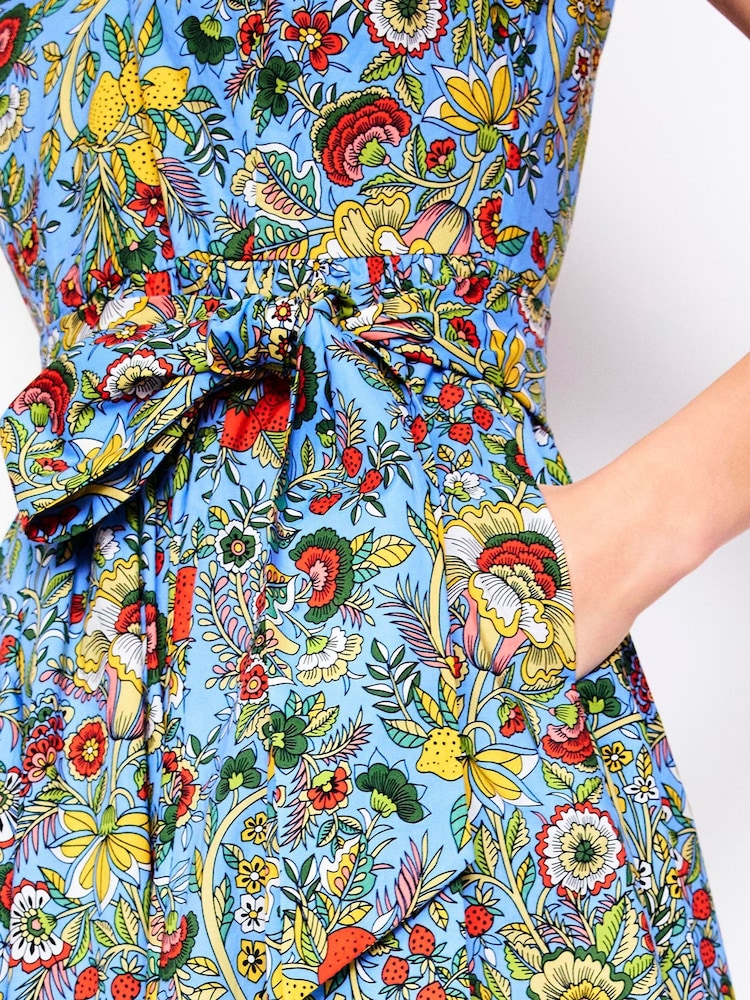 Boden Blue Josefina Belted Flare 100% Cotton Dress - Image 2 of 5