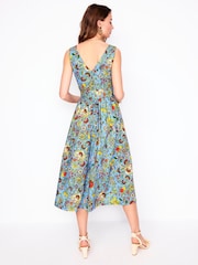 Boden Blue Josefina Belted Flare 100% Cotton Dress - Image 3 of 5