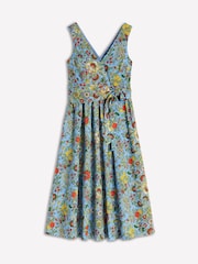Boden Blue Josefina Belted Flare 100% Cotton Dress - Image 5 of 5