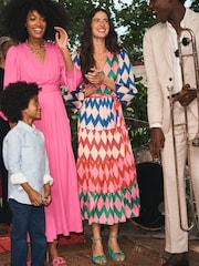 Boden Red V-Neck Tiered Dress - Image 1 of 6