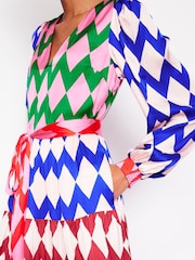 Boden Red V-Neck Tiered Dress - Image 3 of 6