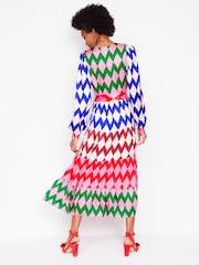 Boden Red V-Neck Tiered Dress - Image 4 of 6