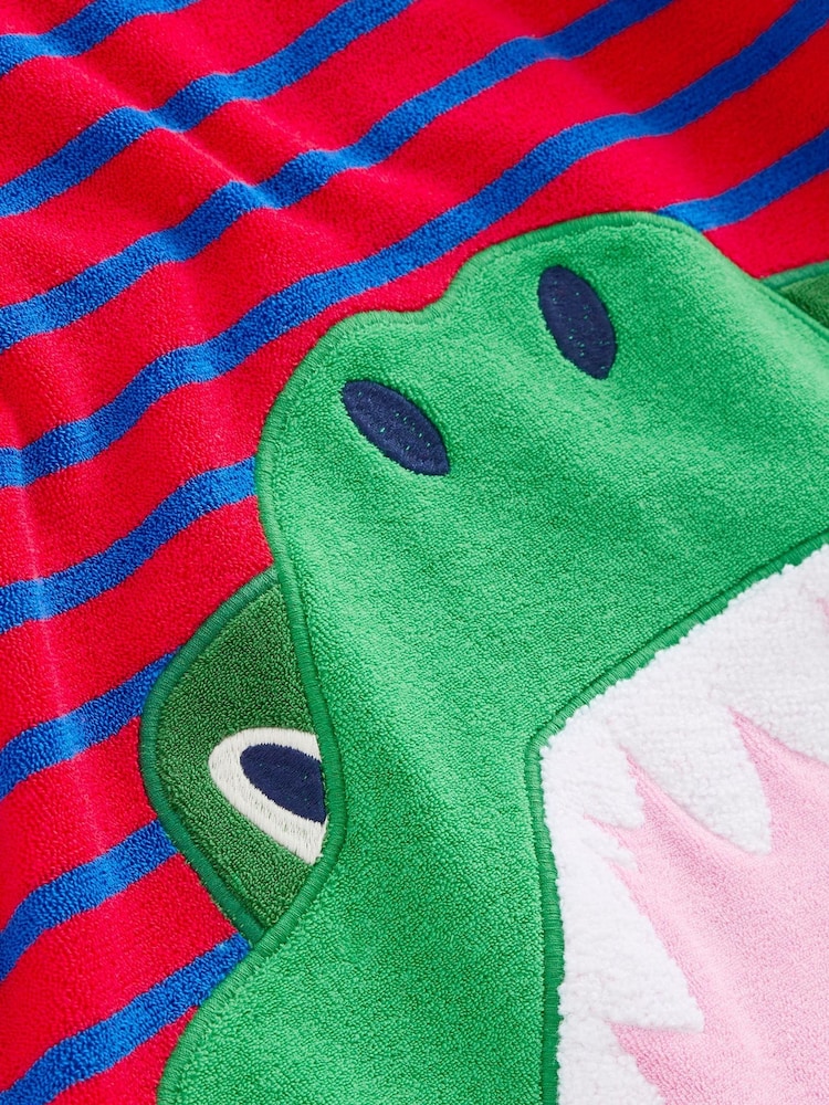Boden Red Appliqué Towelling Throw-On Robe - Image 3 of 3