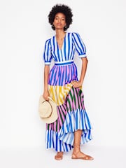 Boden Blue Bella Puff Sleeve 100% Cotton Maxi Dress - Image 1 of 6