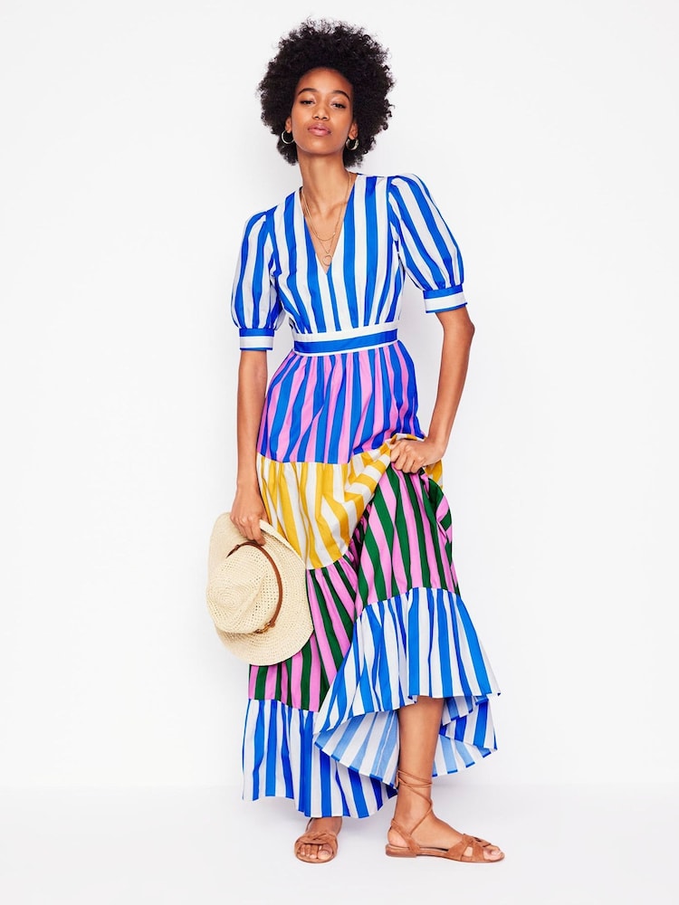 Boden Blue Bella Puff Sleeve 100% Cotton Maxi Dress - Image 1 of 6