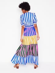 Boden Blue Bella Puff Sleeve 100% Cotton Maxi Dress - Image 2 of 6