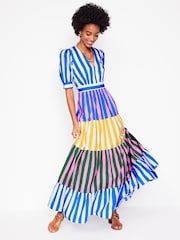 Boden Blue Bella Puff Sleeve 100% Cotton Maxi Dress - Image 3 of 6