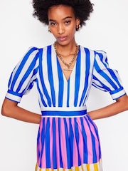 Boden Blue Bella Puff Sleeve 100% Cotton Maxi Dress - Image 5 of 6