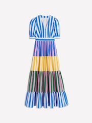 Boden Blue Bella Puff Sleeve 100% Cotton Maxi Dress - Image 6 of 6