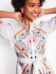Boden White Ruby Linen Blend Shirt Dress - Image 3 of 7