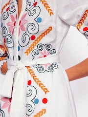 Boden White Ruby Linen Blend Shirt Dress - Image 4 of 7
