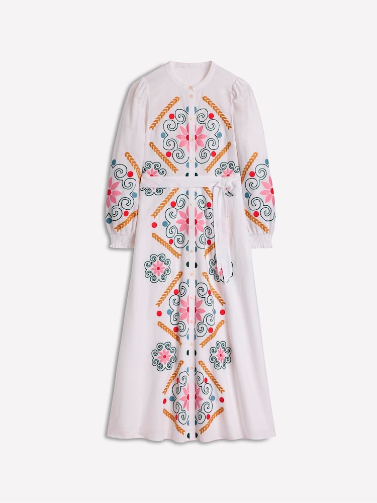 Boden White Ruby Linen Blend Shirt Dress - Image 7 of 7