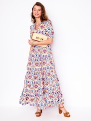 Boden Pink Bella Puff Sleeve 100% Cotton Maxi Dress - Image 2 of 7