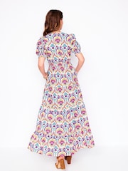 Boden Pink Bella Puff Sleeve 100% Cotton Maxi Dress - Image 4 of 7