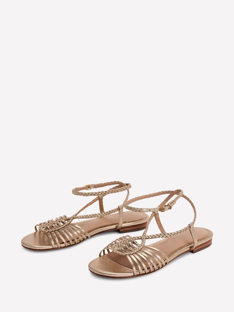 Boden Gold Multi Strap Flat Sandals - Image 3 of 5