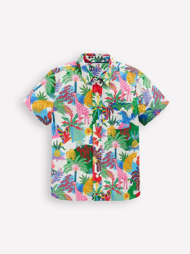 Boden Multi Jungle Cotton Linen Shirt - Image 2 of 4