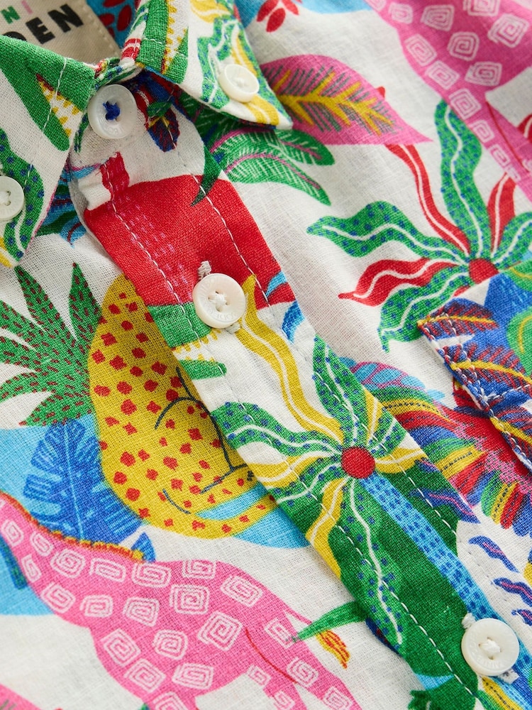 Boden Multi Jungle Cotton Linen Shirt - Image 4 of 4