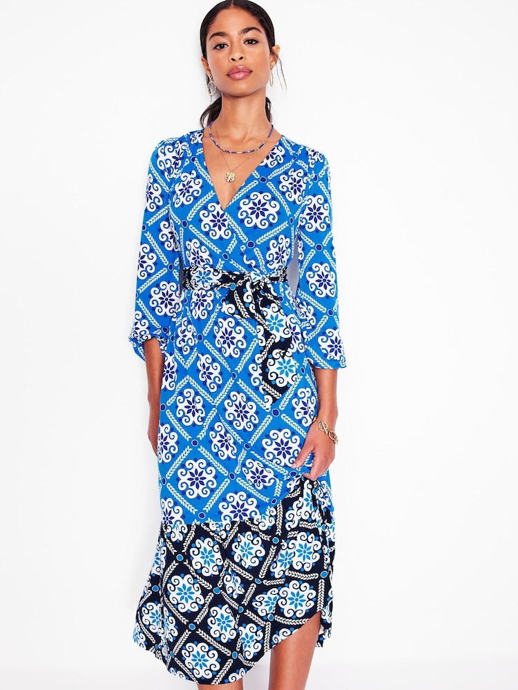Boden Blue Tie Wrap Tier Maxi Dress - Image 1 of 5