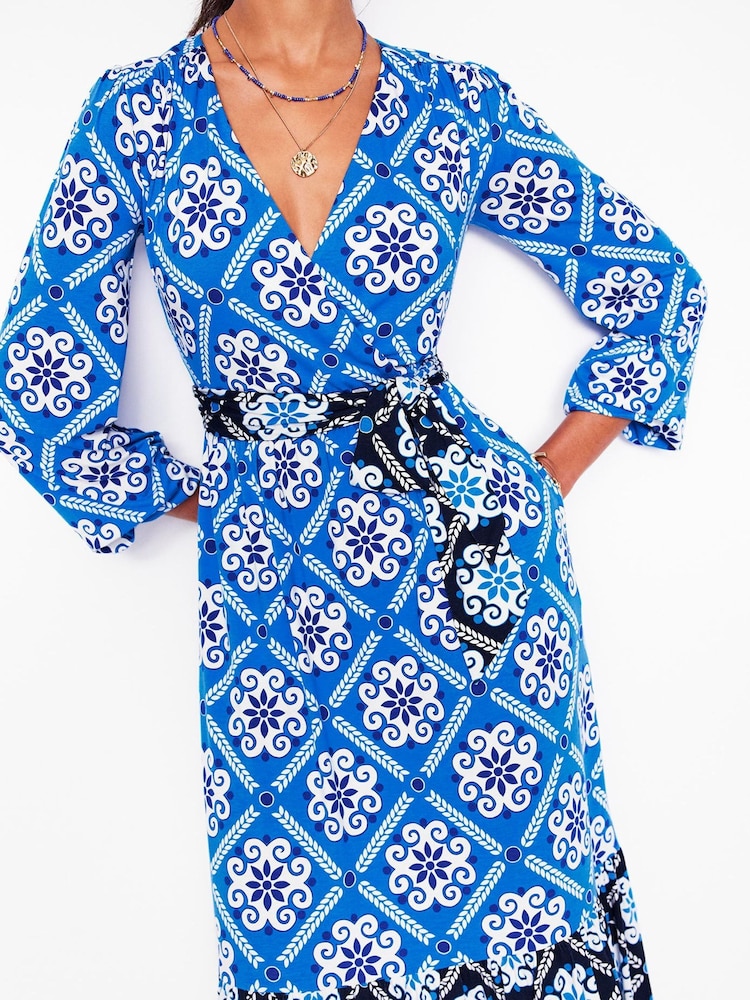 Boden Blue Tie Wrap Tier Maxi Dress - Image 2 of 5
