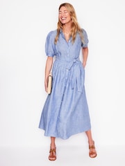Boden Blue Alexa 100% Linen Maxi Shirt Dress - Image 1 of 5