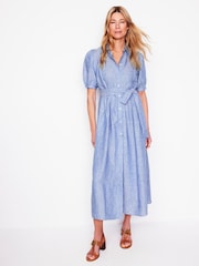 Boden Blue Alexa 100% Linen Maxi Shirt Dress - Image 2 of 5