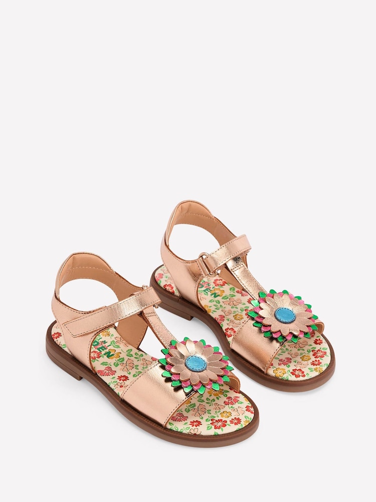 Boden Gold Flower Fun Leather Sandals - Image 3 of 3