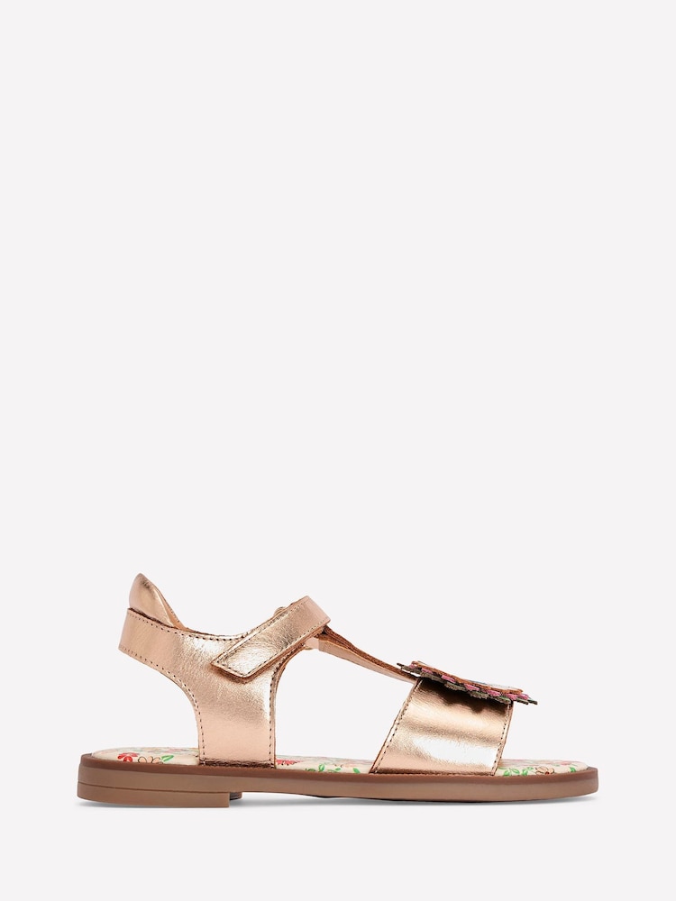Boden Gold Flower Fun Leather Sandals - Image 3 of 3 Boden Gold Flower Fun Leather Sandals - Image 3 of 3