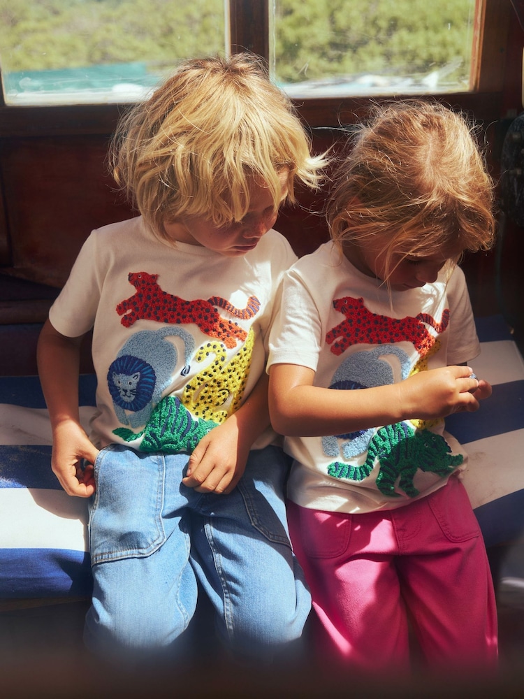 Boden Cream Bouclé 100% Cotton T-Shirt - Image 1 of 4