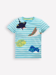 Boden Blue Appliqué 100% Cotton T-Shirt - Image 1 of 3