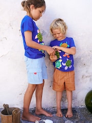 Boden Blue Turtle Bouclé 100% Cotton T-Shirt - Image 1 of 4