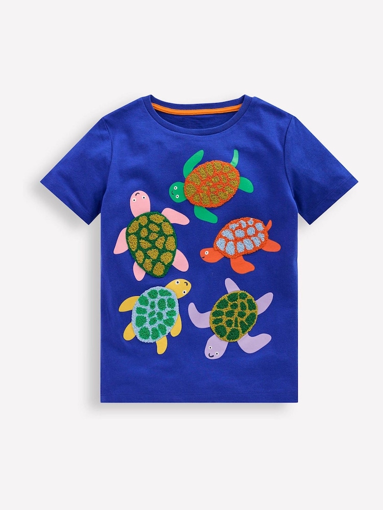 Boden Blue Turtle Bouclé 100% Cotton T-Shirt - Image 2 of 4 Boden Blue Turtle Bouclé 100% Cotton T-Shirt - Image 2 of 4