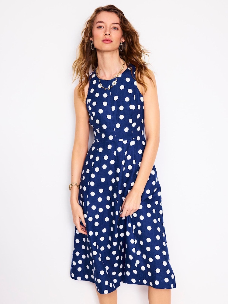 Boden Blue Carla 100% Linen Midi Dress - Image 1 of 5