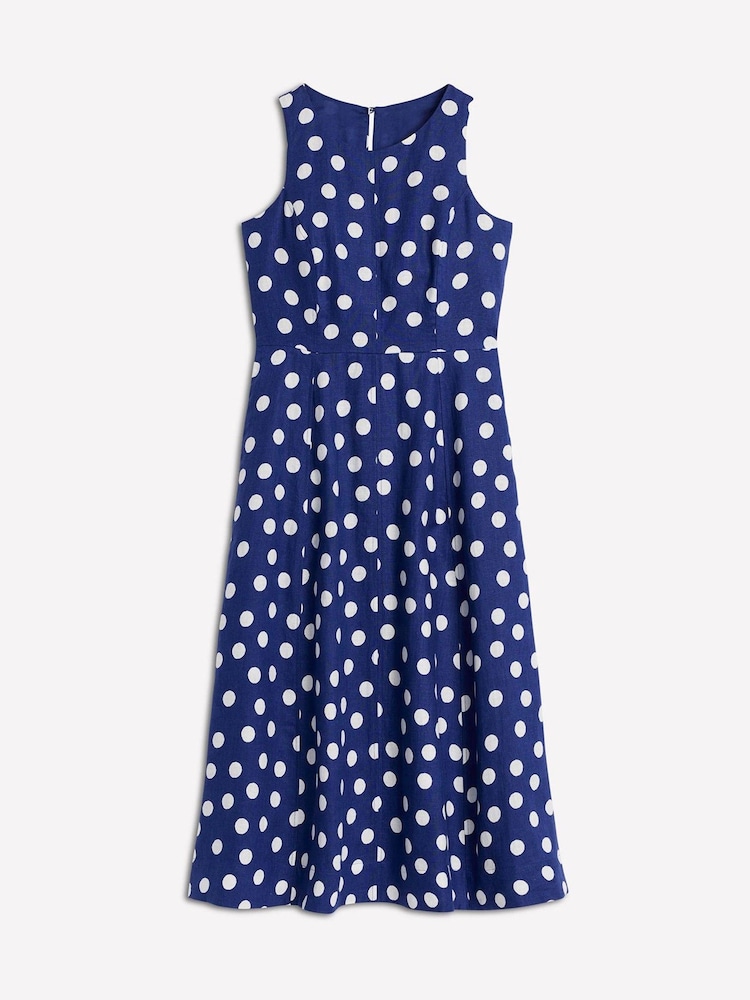 Boden Blue Carla 100% Linen Midi Dress - Image 5 of 5