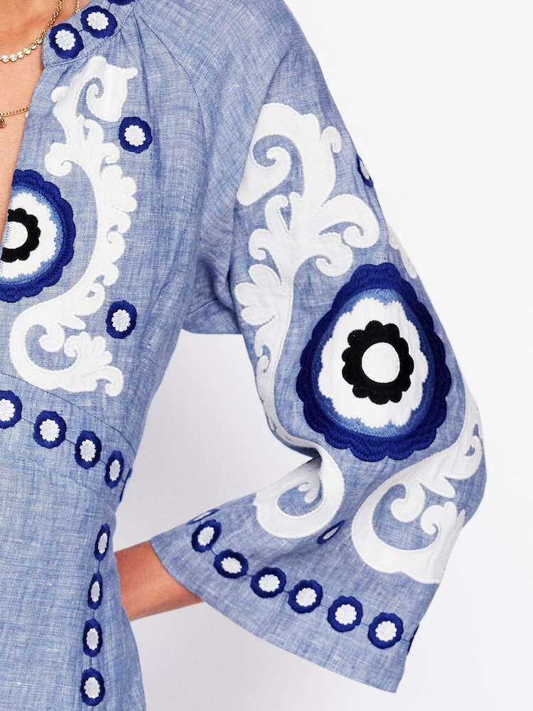 Buy Boden Blue Una Embroidered Dress from Next Kuwait