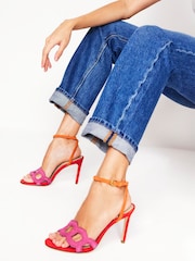 Boden Pink Circle Detail Heeled Sandals - Image 2 of 6