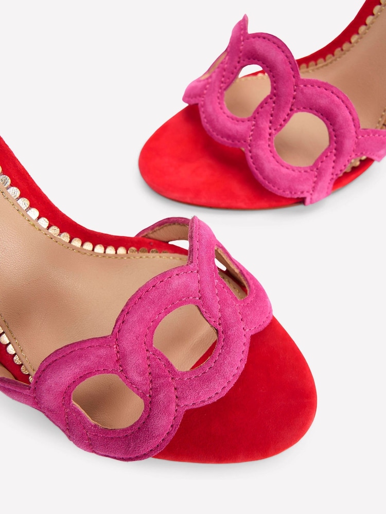 Boden Pink Circle Detail Heeled Sandals - Image 6 of 6
