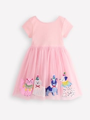 Boden Pink Ami Appliqué Tulle 100% Cotton Dress - Image 2 of 4