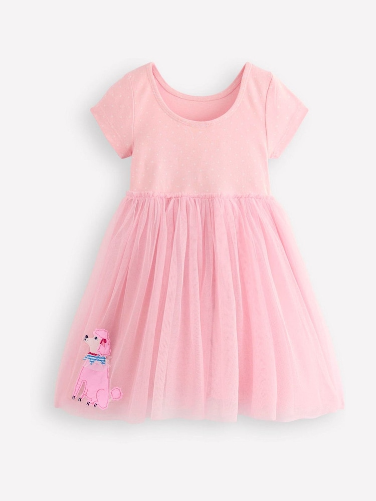 Boden Pink Ami Appliqué Tulle 100% Cotton Dress - Image 3 of 4