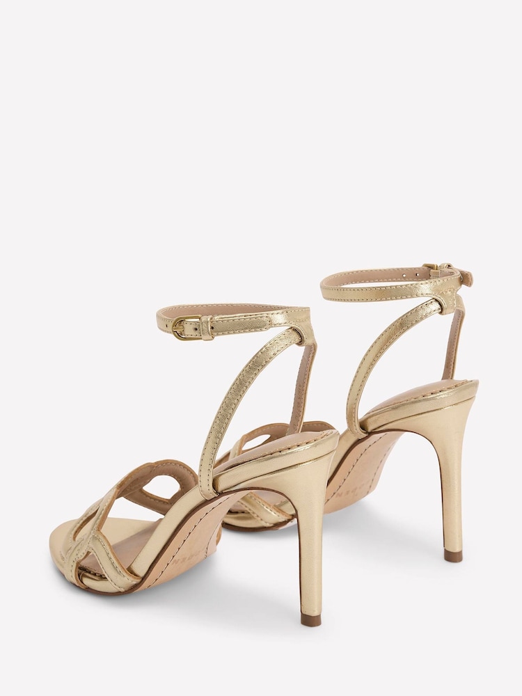Boden Gold Circle Detail Heeled Sandals - Image 4 of 4