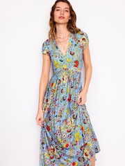 Boden Yellow Bias Cut Jersey Midi Dress - Image 1 of 5