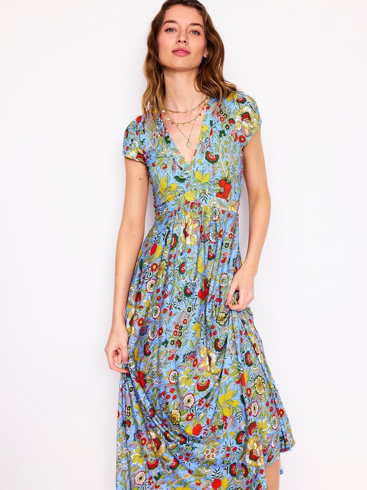 Boden Yellow Bias Cut Jersey Midi Dress - Image 1 of 5