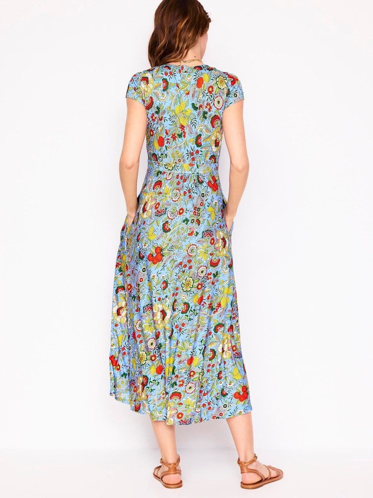 Boden Yellow Bias Cut Jersey Midi Dress - Image 2 of 5