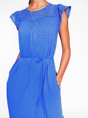 Boden Blue Juliet Broderie 100% Cotton Midi Dress - Image 2 of 5